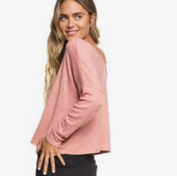 Roxy your time pink casual skater crop sweater long sleeve medium - Picture 3 of 8